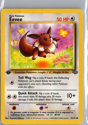 Pokémon TCG Eevee Jungle 1st Edition Card 51/64, Regular, MP