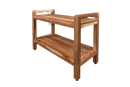 Eleganto 24 Inch Natural Color Waterproof Teak Wood Shower Bench Stool Seat C... - Picture 3 of 9