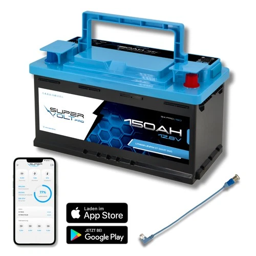 Supervolt PRO LiFePO₄ 12,8V 150Ah Lithium Batterie BMS, Bluetooth, Schnittstelle