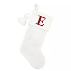 St. Nicholas Square Faux-Fur Knit Monogram Christmas Stocking - Letter E White