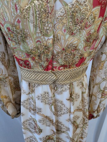 Vintage 1960s Maxi Dress Gown Paisley/Gilt Threaded  Sz 12 ILGWU - Bild 11 von 19