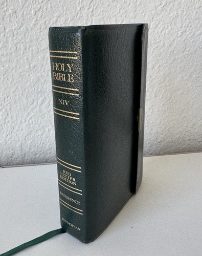 Heilige Bibel NIV Referenz roter Brief Ausgabe 1989 Taschenknopf grün