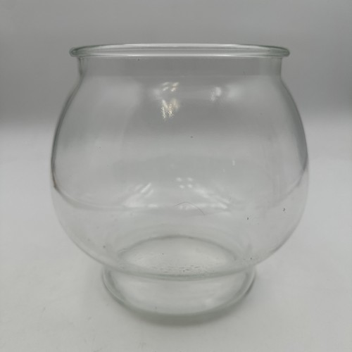 Vintage Clear Glass Round Fish Bowl Terrarium 3.66 Pounds 8” Tall 6” Opening - Imagen 2 de 6