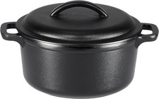 Round Pre-Seasoned Cast Iron Mini Dutch Oven Pot W/ Lid Dual Handles 2-Quart