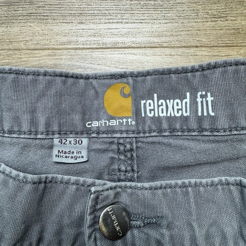 Carhartt Pants Men 42x30 Gray Relaxed Fit Stretch Canvas Workwear Construction - Picture 7 of 12
