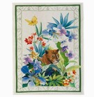 Mierco European Linens, Floral w/Panther Italian Kitchen / Tea Towel, 100% Linen