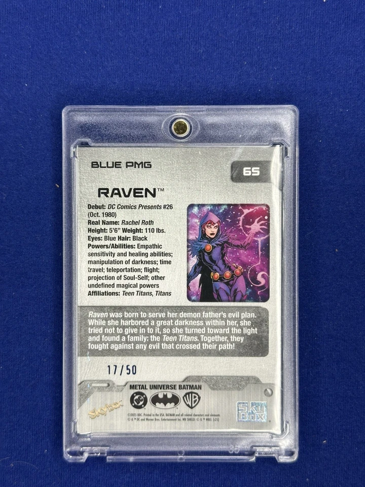 2025 Skybox Metal Universe Batman Raven Blue PMG 17/50 - Image 2 of 4