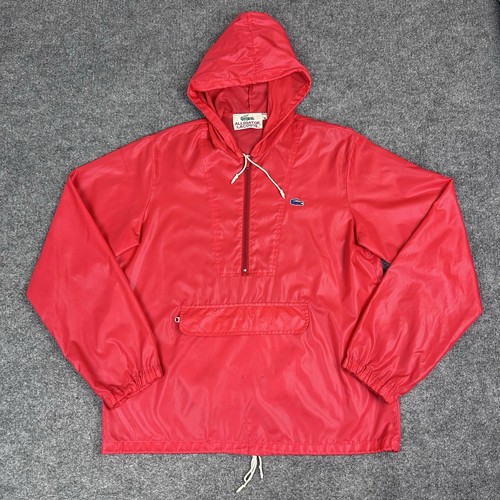VTG Izod Lacoste Jacket Mens L Red Pullover Windbreaker Pouch Crocodile Logo - Picture 1 of 17