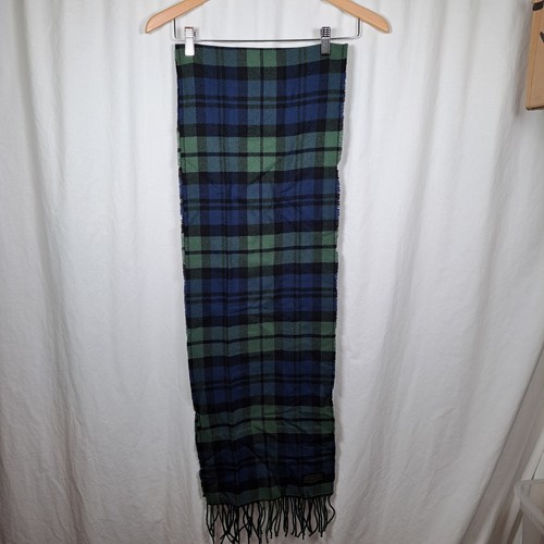 Pendleton Scarf Wool Green And Blue Plaid - Picture 3 of 7