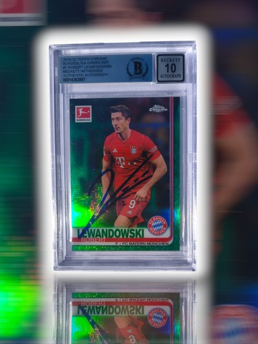2019-20 Topps Chrome Bundesliga Green #1 Robert Lewandowski Beckett Autograph 10 - Bild 1 von 2