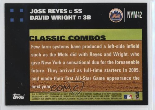 2007 Topps New York Mets Gift Set Classic Combo Jose Reyes David Wright #NYM42 - Picture 2 of 3