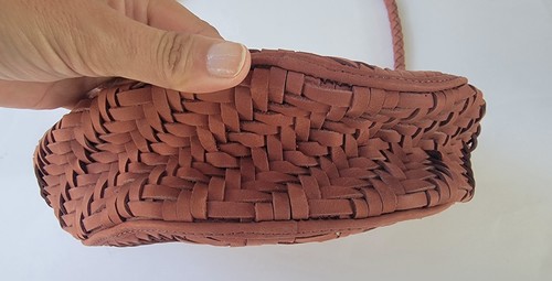 Bembien runder einzelner Riemen aus weichem geflochtenem Leder hellbraun Damen klein 11" x 8,5" - Bild 3 von 11