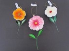 West Elm Glass Flower Ornaments Set 3 White Orange Pink Large NEW