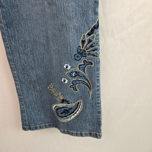Jeans Avenue Blues donna 18 blu lavaggio medio ricamato gamba larga - Foto 5 di 18