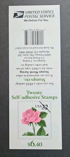 Scott #2492a, M/F/NH/NF, Pink Rose, Booklet Pane of 18, S-A, 1994 - Picture 2 of 2