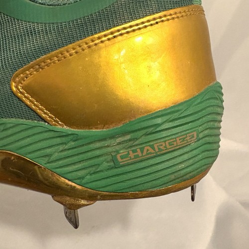 Under Armour Mens Baseball Cleats Size 13 Notre Dame Green Gold Charger Metal - Picture 5 of 8
