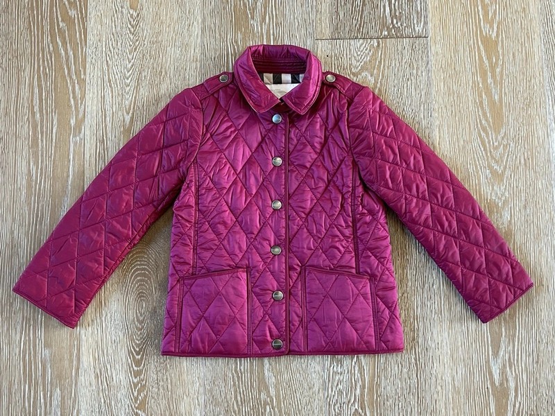 Burberry Girls Quilted Jacket In Fritillary Pink Size 6 EUC