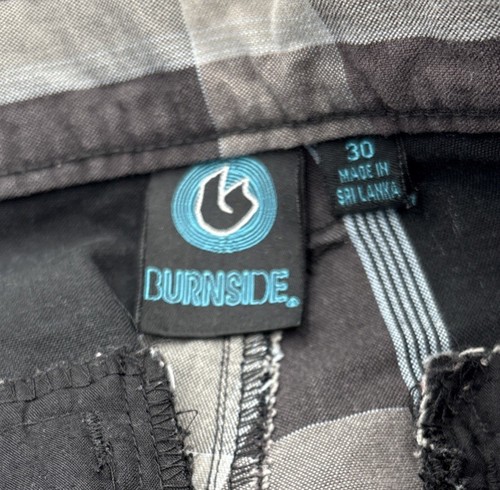 Burnside Bermuda Shorts Men's Sz 30 Slash Pockets Black Plaid - Picture 6 of 7
