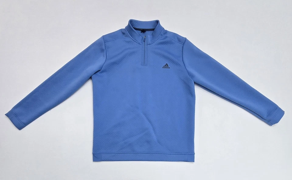 Suéter Pullover ADIDAS GOLF Para Hombres DWR 1/4 Cremallera Azul Claro Para Hombres Talla Grande Foto 3 de 4