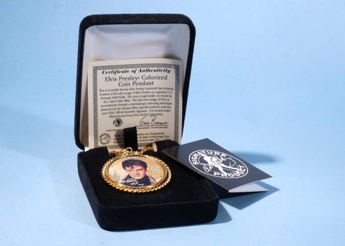 Elvis Presley Colorized Coin Pendant Anniversary 1977-2002 With EP25 & Date 2002 - Picture 12 of 12