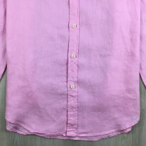 Polo Ralph Lauren Mens Shirt 2XL Long Sleeve Button Up Linen Pink Casual Summer - Picture 8 of 10