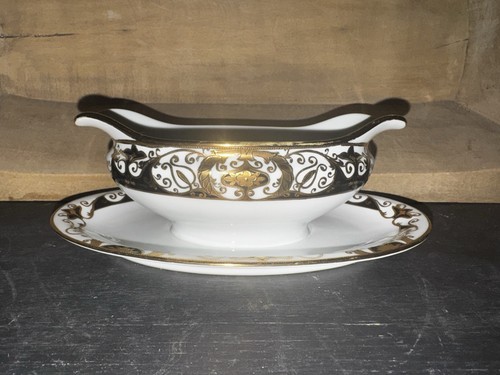Noritake 20056 Muster Schwarz & Gold Sauciere - Bild 1 von 3