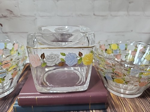 Vidrio especial Toprex de colección de MHG Transferware 6 cuencos y caja con rosas - Imagen 3 de 18