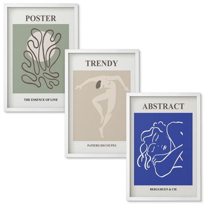 Design Wandbilder Set Weißrahmen Henri Matisse Pastellgrafiken 3x 40x60 cm