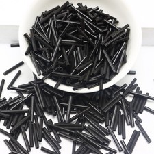 600 Glass Tube Bugle Beads 2X16mm Opaque Black Storage Box