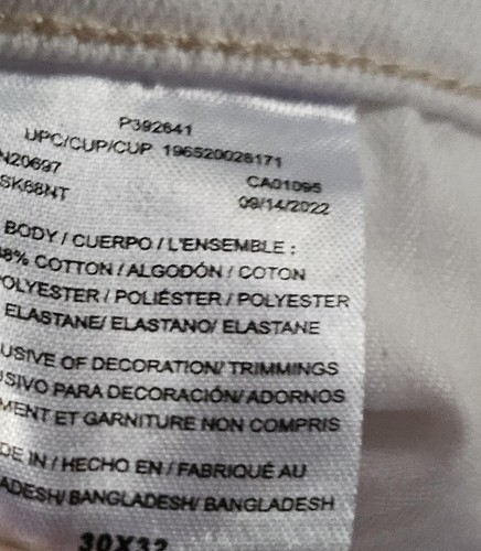Jeans Dickies Skateboard Uomo 30x32 Bianco Denim Dritto Elasticizzato 5 Tasche - Foto 8 di 10