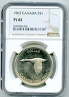 1967 S$1 CANADA SILVER FLYING GOOSE DOLLAR NGC PL62 PROOF LIKE COIN