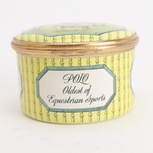 Halcyon Days Enameled Copper and Gilt Metal Polo Equestrian Sport Trinket Box - Picture 3 of 10