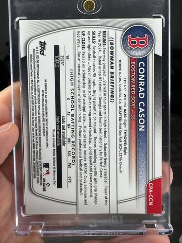 2025 Bowman Chrome Choice Auto /150 Conrad Cason - Picture 2 of 2
