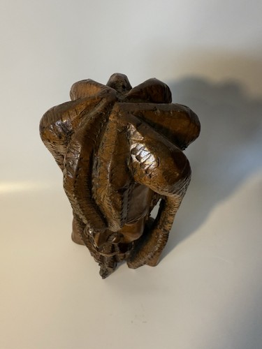 Scultura statuina intagliata dreadlock uomo busto arte legno 10" - Foto 4 di 10