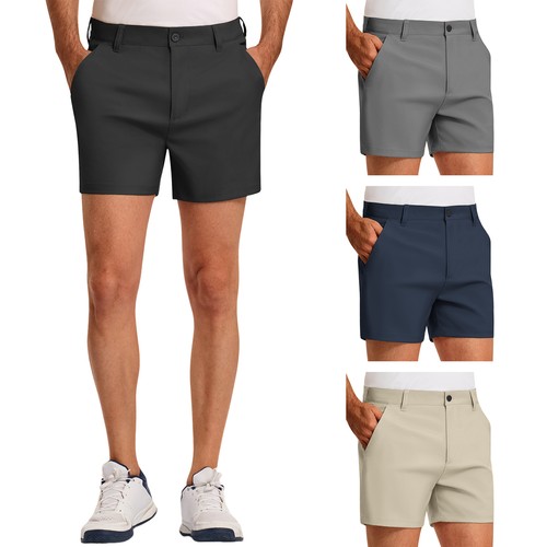 Herren Relaxed Fit Shorts Stretch Elegant Leicht Freizeit Schnell Trocknend Sommer Golf - Bild 1 von 40