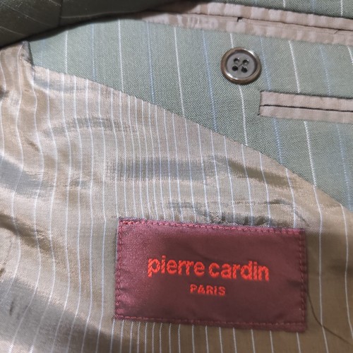 Vintage Pierre Cardin 2PC Gray Pinstripe Suit 42L Super 100s Wool Italy - Picture 6 of 19