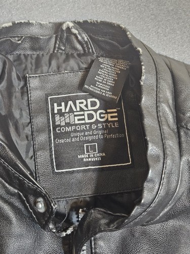 VTG Hard Edge Jacket Mens Size Large Black Red Stripes W/Shoulder Ribbed 5 Pckts - Picture 5 of 12