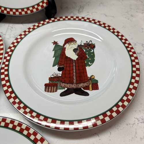 1996 Sakura DEBBIE MUMM “Magic of Santa” Dinnerware Plates Stoneware Set of 4 - Picture 5 of 10