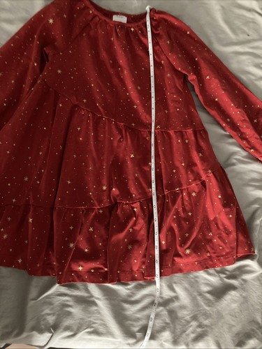 Hanna Andersson Girls Size 5/110cm Red Gold Dress with Stars Long Sleeve Maxi - Picture 11 of 20