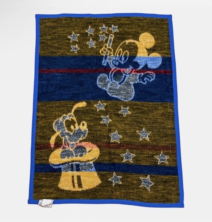 Biederlack Mickey Mouse Baby Blanket Magic Stars Fleece Blue White Vintage 27x36 - Image 2 of 4