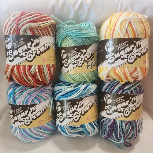 6 balls Sugar N Cream Cotton Yarn Lily 2.5 3 Oz Different Colors Y2
