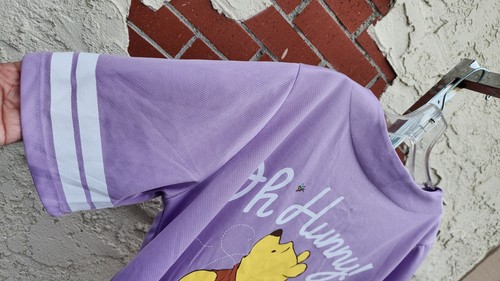 XL tall Disney Winnie the Pooh Purple Baseball Jersey Short Sleeve Button Shirt - Picture 19 of 21