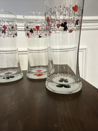 Set 4 bicchieri da gioco vintage Highball rosso e nero 6,5" - Foto 4 di 12