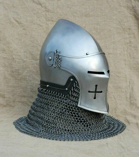 Custom SCA HMB 14 Gauge Stahl Mittelalter Kampf Bascinet Griffon Helm & Aventail - Bild 6 von 6