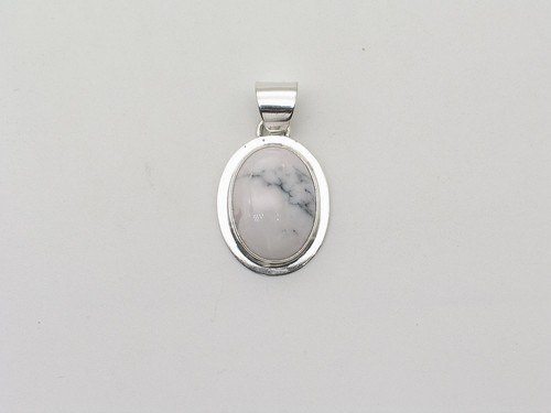 Sterling Silver and White Buffalo Navajo Handmade Pendant - Picture 2 of 7