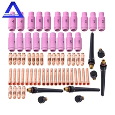 TIG Torch Consumables Accessories KIT 68Pcs For WP-17/18/26 Back Cap/Collet Body