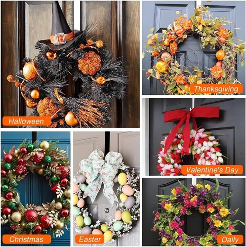 Wreath Door Hanger 12" for Front 2 Pcs 2 Black, Black - Picture 2 of 7