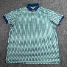 Greyson Polo Shirt Men XL Teal Pistols Print Short Sleeve Performance *PIT STAIN