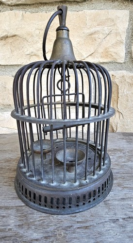 Vintage Brass Small Bird Cage with Swing & Feeders 9" Tall - Picture 6 of 7