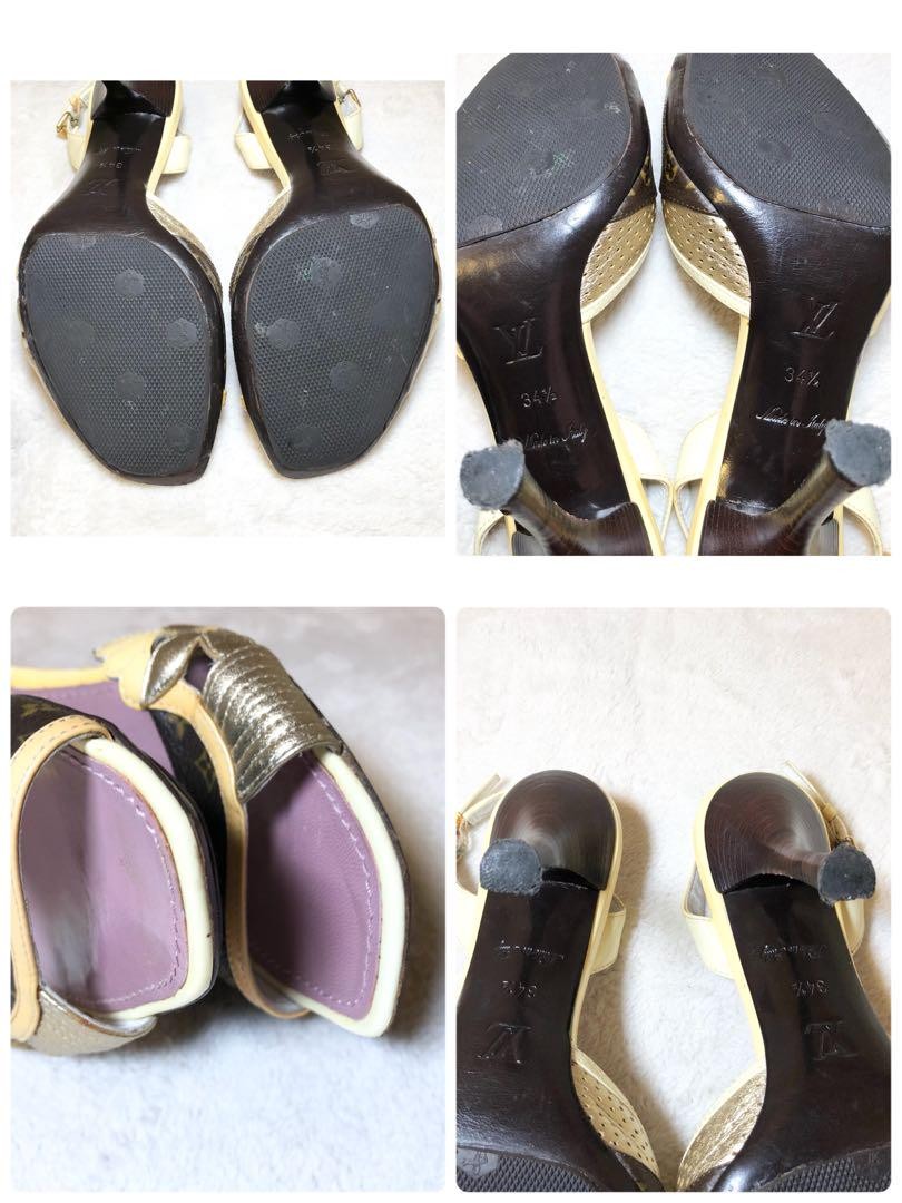 Louis Vuitton Monogram Flower Heel Sandals US 6.5 Excellent Used